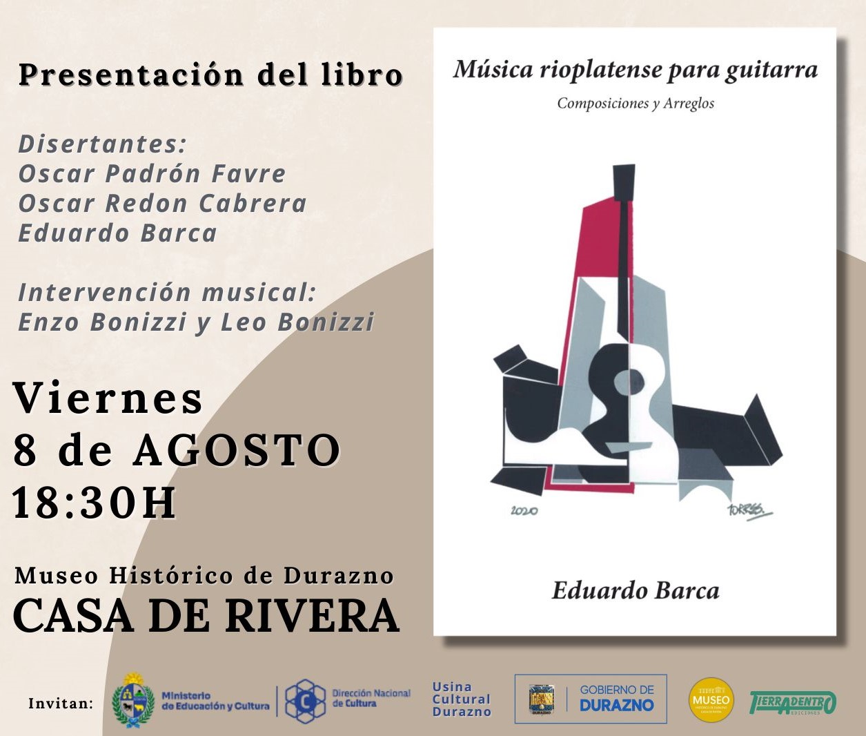 Afiche presentación del libro Música rioplatense para guitarra